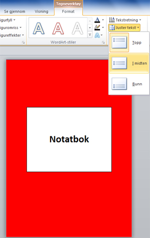 Midtstill tekst i tekstboks